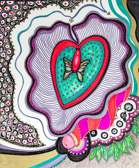 colorful erotic heart abstract art