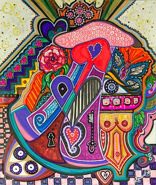 erotic hearts colorful original art
