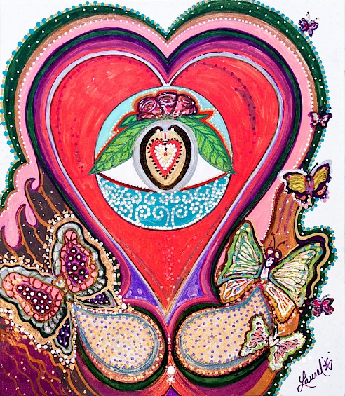 heart butterflies modern art