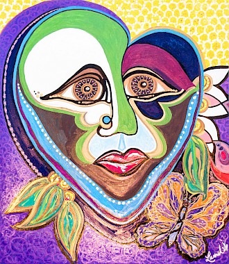 heart face butterfly colorful contemporary art