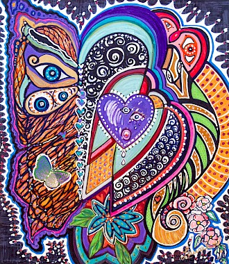 eyes hearts colorful contemporary art