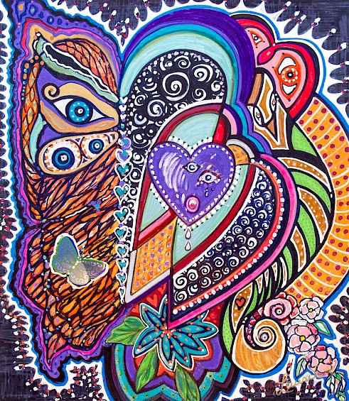 eyes hearts colorful contemporary art