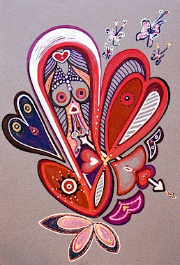 cupid hearts erotic red abstract art