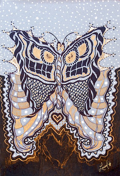 silver gold butterfly modern art