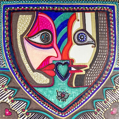 faces hearts colorful contemporary art