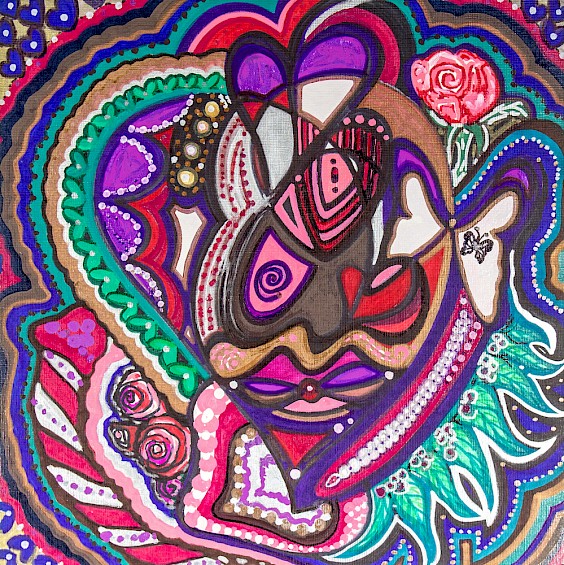 erotic hearts flowers butterflies colorful original art