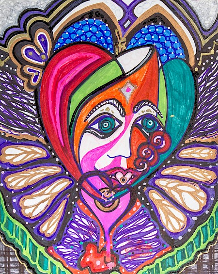 face hearts colorful original art