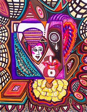 faces heart erotic colorful contemporary art