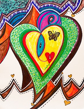 hearts colorful original art