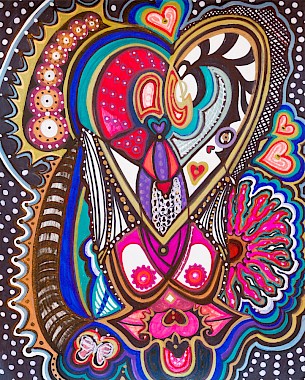 erotic hearts colorful original art