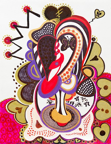 erotic hearts colorful original art