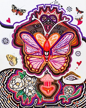 erotic butterfly flowers wall art
