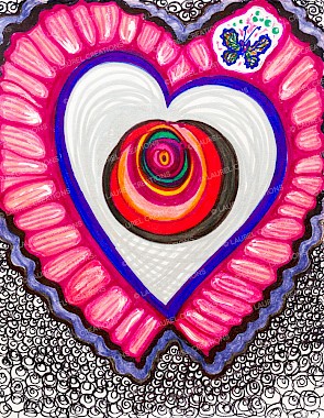 pink heart colorful original art