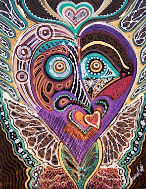 hearts face colorful contemporary art
