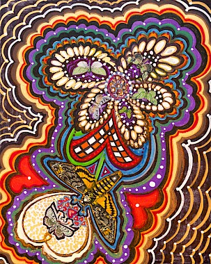 hearts butterflies colorful original art
