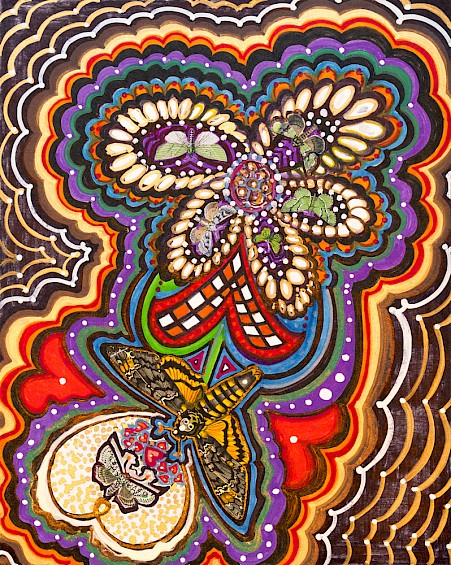 hearts butterflies colorful original art