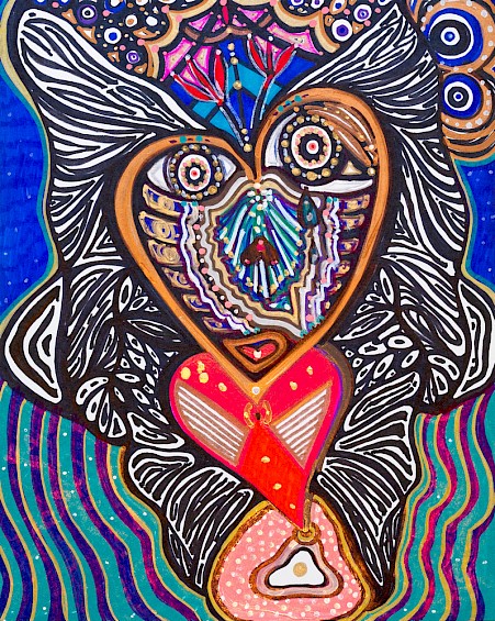 hearts face colorful contemporary art