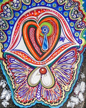 hearts butterfly circles wall art