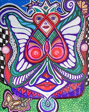 erotic checker butterfly faces modern art
