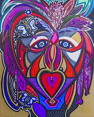 face mask butterflies colorful abstract art