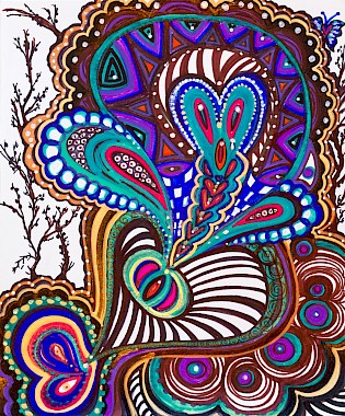 hearts colorful original art