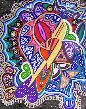 hearts butterflies colorful abstract art