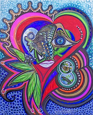 face heart colorful original art
