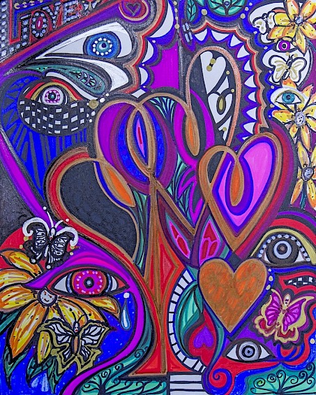 hearts eyes flowers contemporary art