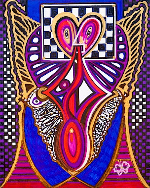 checker hearts colorful original artwork
