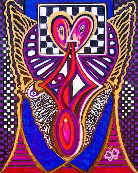 checker hearts colorful original artwork