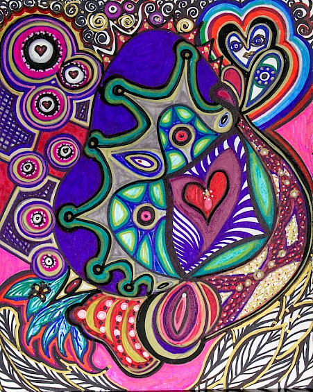 hearts colorful contemporary artwork