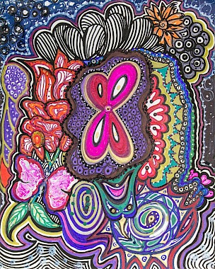 hearts butterflies colorful original art