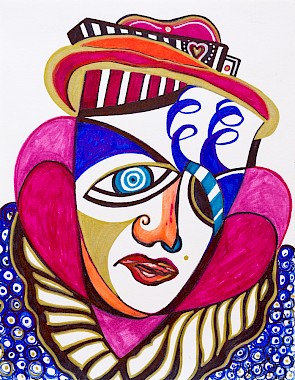 face colorful abstract artwork