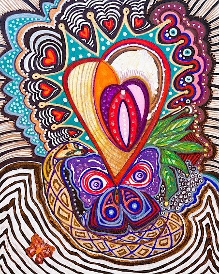 hearts butterflies colorful abstract art