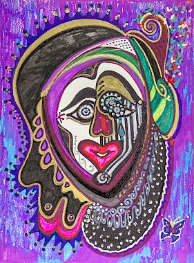 clown face colorful abstract art