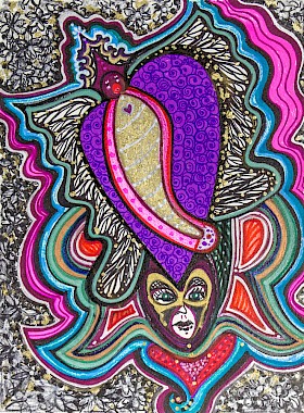 heart butterfly face colorful original artwork