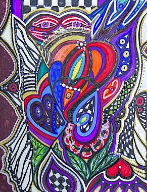 checker hearts colorful contemporary artwork