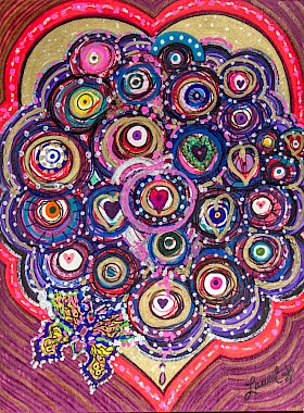 hearts circles colorful contemporary artwork