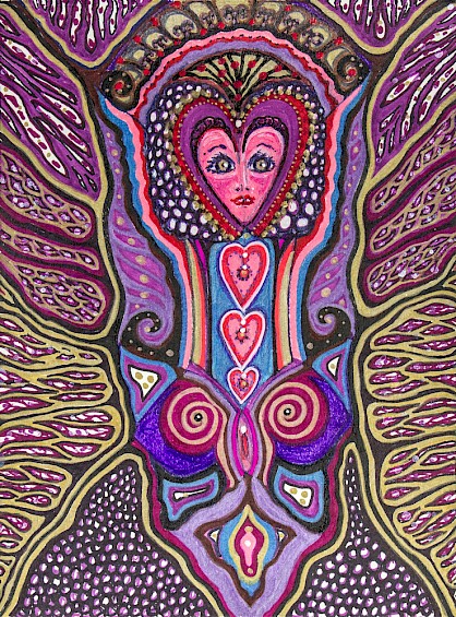 face hearts butterfly totem contemporary art