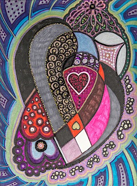 hearts tapestry colorful original artwork