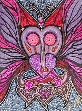 erotic butterfly hearts colorful contemporary artwork