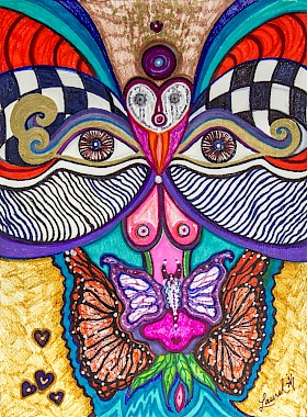 erotic check eyes butterfly colorful original art