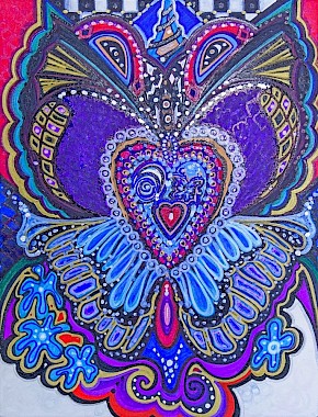 butterfly hearts colorful abstract art