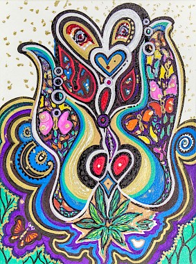 butterfly hearts colorful abstract artwork