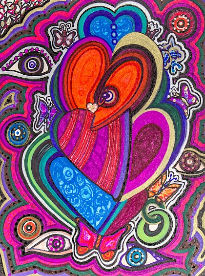 hearts butterflies eyes modern art