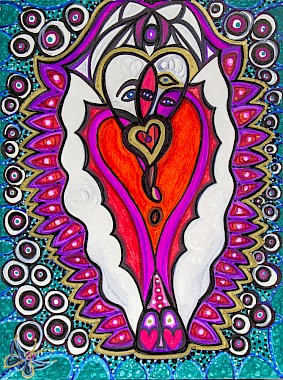 hearts eyes circles colorful original artwork