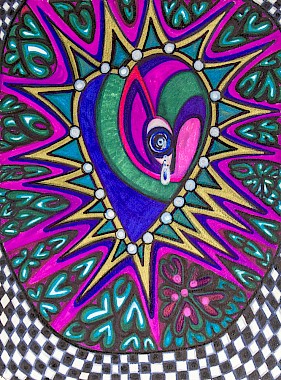 checker hearts colorful contemporary artwork