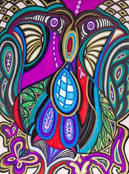 butterfly checker colorful original art