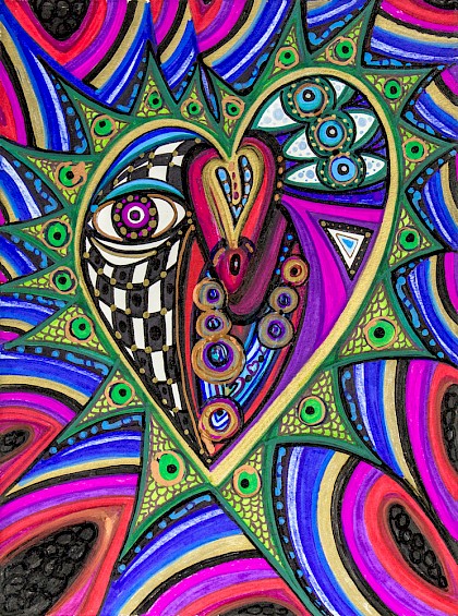 checker hearts eyes modern artwork