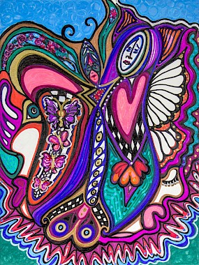 butterflies checker hearts fine art